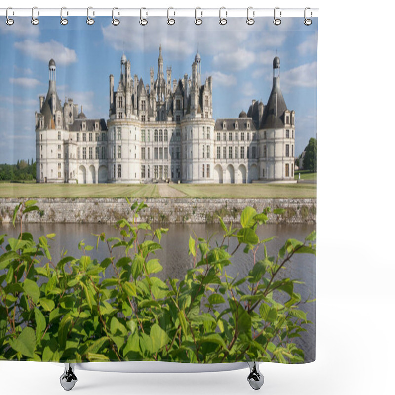 Personality  Chambord Castle And Its Reflection Near Blois, France Shower Curtains