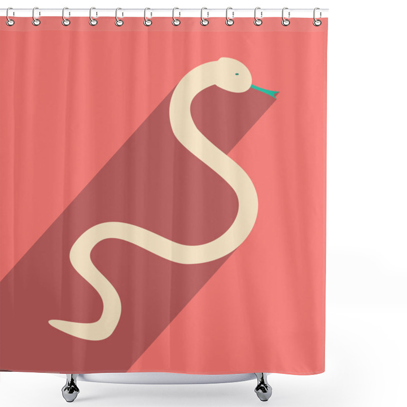 Personality  Flat With Shadow Icon And Mobile Application Snake Shower Curtains