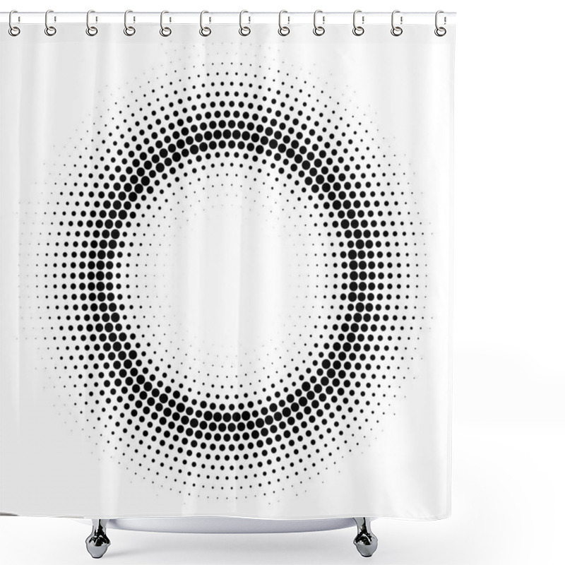 Personality  Halftone Circle Frame. Vector Round Gradient Shower Curtains