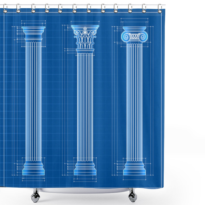 Personality  Classic Columns Sketch Shower Curtains