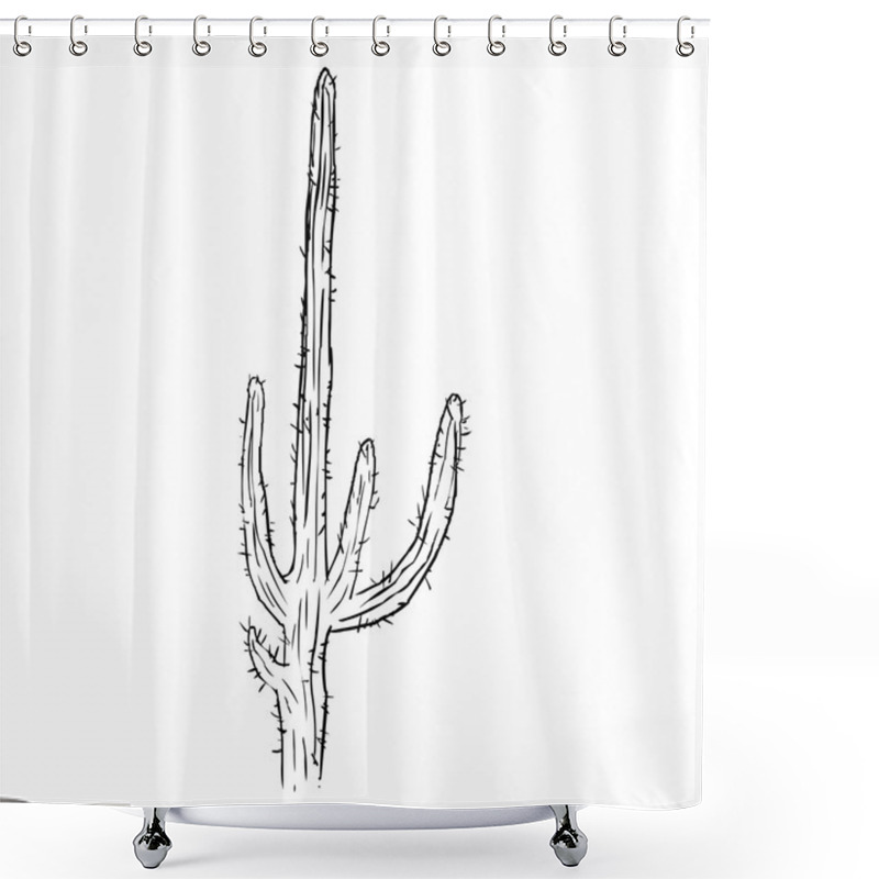 Personality  Single Sketch Cacti Shower Curtains