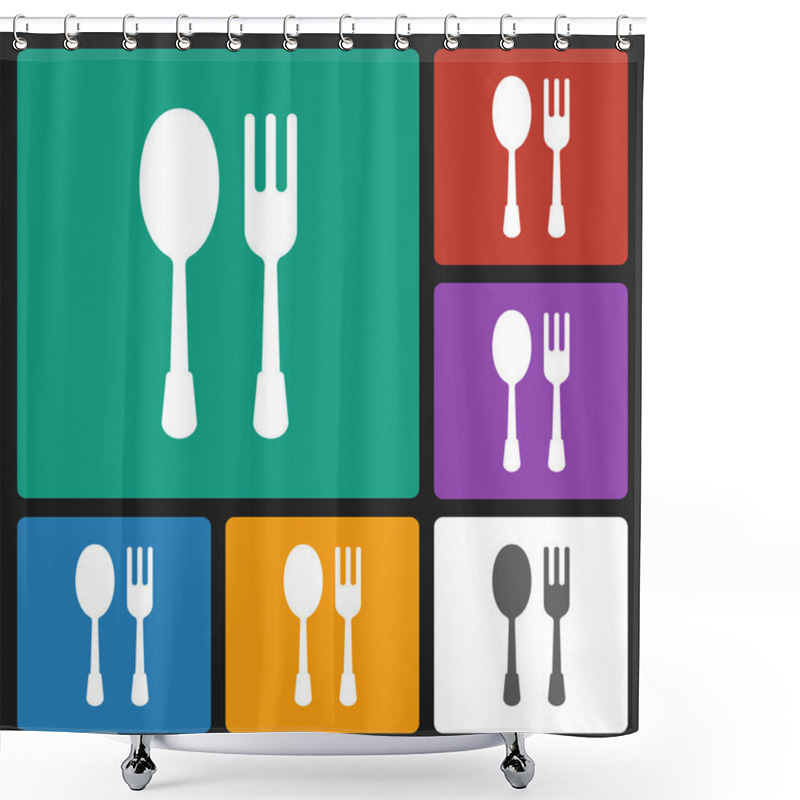 Personality  Spoon Fork Icon Shower Curtains