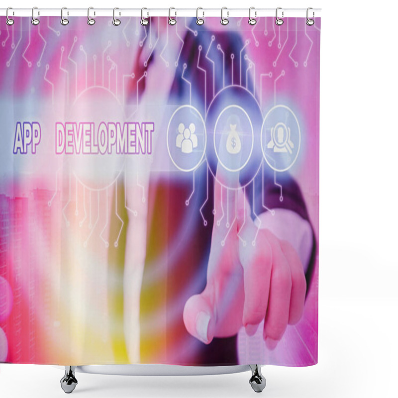 Personality  Word Writing Text App Development. Business Concept For Development Services For Awesome Mobile And Web Experiences. Shower Curtains