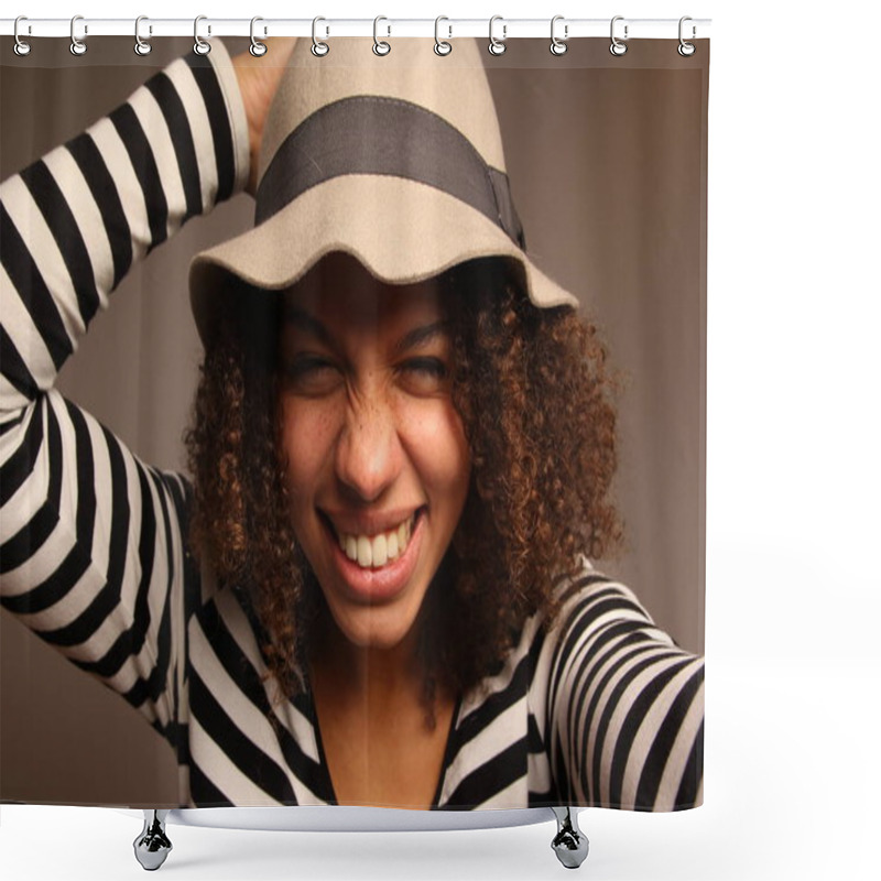 Personality  Beautiful Happy Afro Woman Shower Curtains