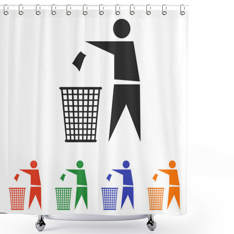 Personality  Trash Bin Icon Shower Curtains