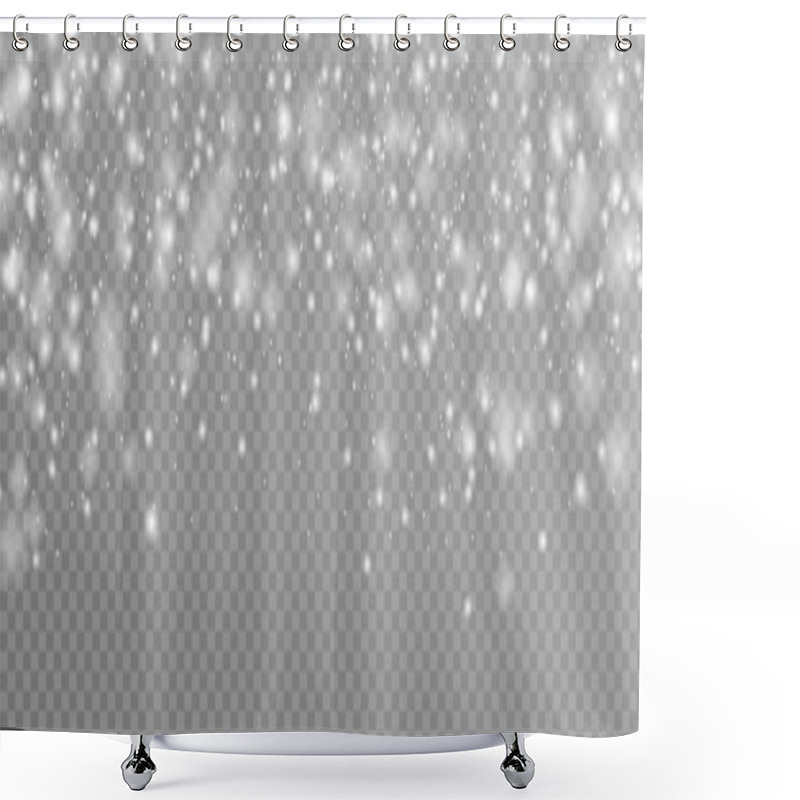 Personality  Realistic Vector Falling Snow Fall Overlay. Shining Snowflakes Background For Christmas Banner Of Winter Collection Decoration Isolated On Transparent. Stock Vector Shower Curtains