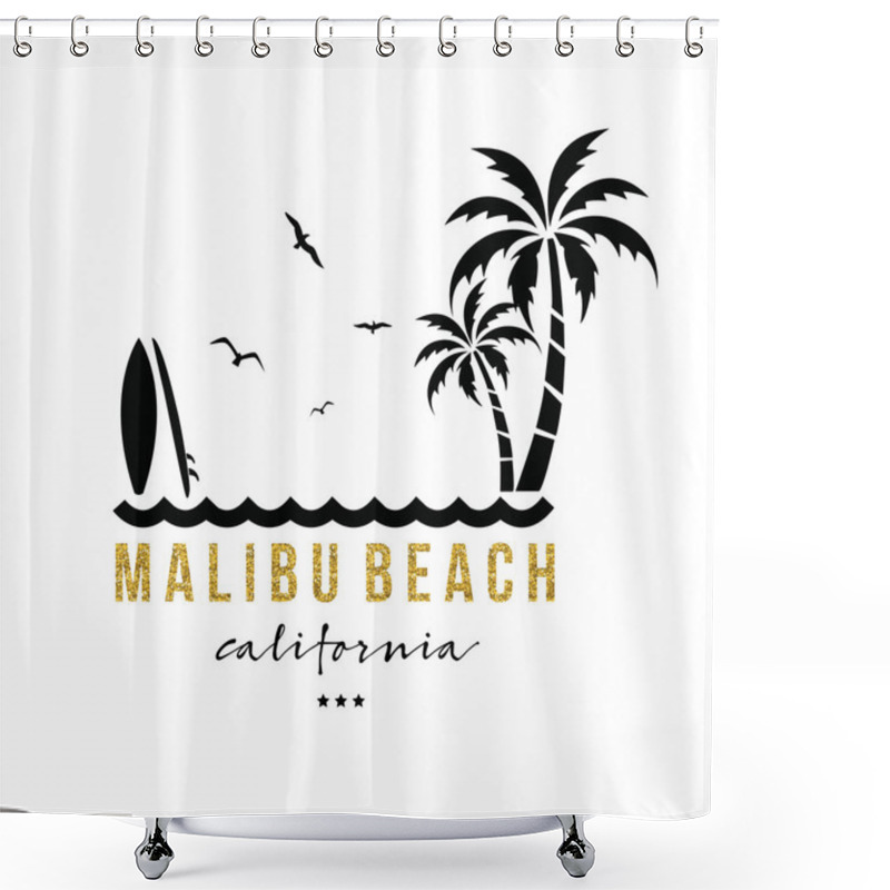 Personality   Surfboards  On Ocean Coast, Label Shower Curtains