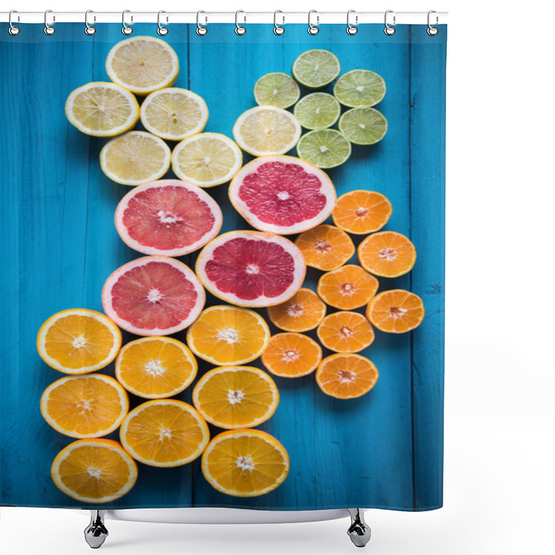 Personality  Citrus Fruit Half Cut On Vibrant Background Shower Curtains