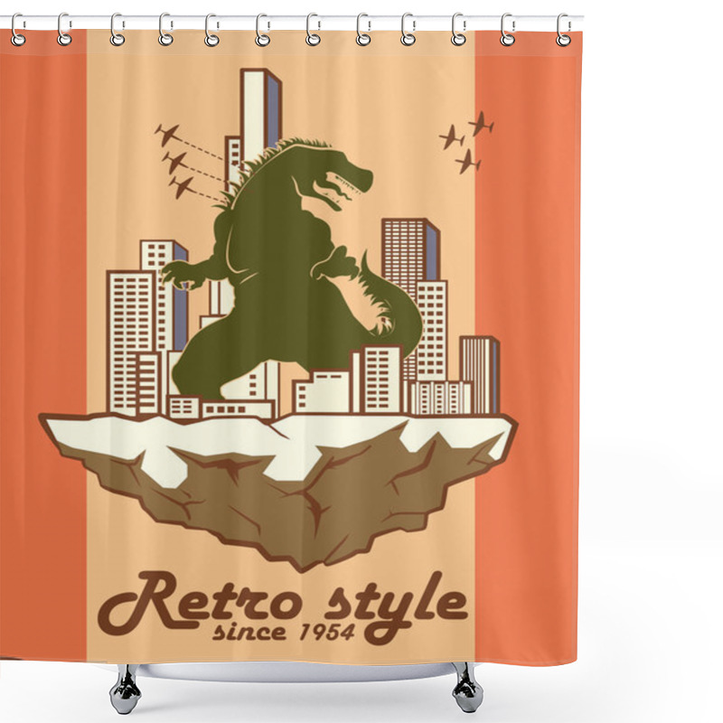 Personality  Godzilla Classic Advertisment Clip Art Shower Curtains