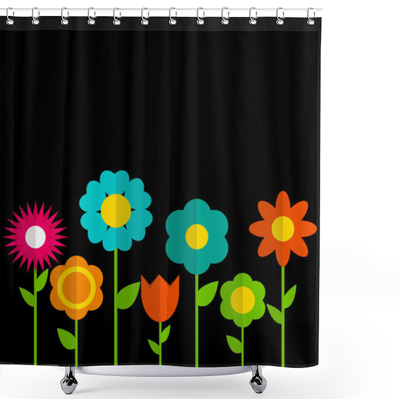 Personality  Paper Trendy Flat Flower Set Vector Illustration Shower Curtains