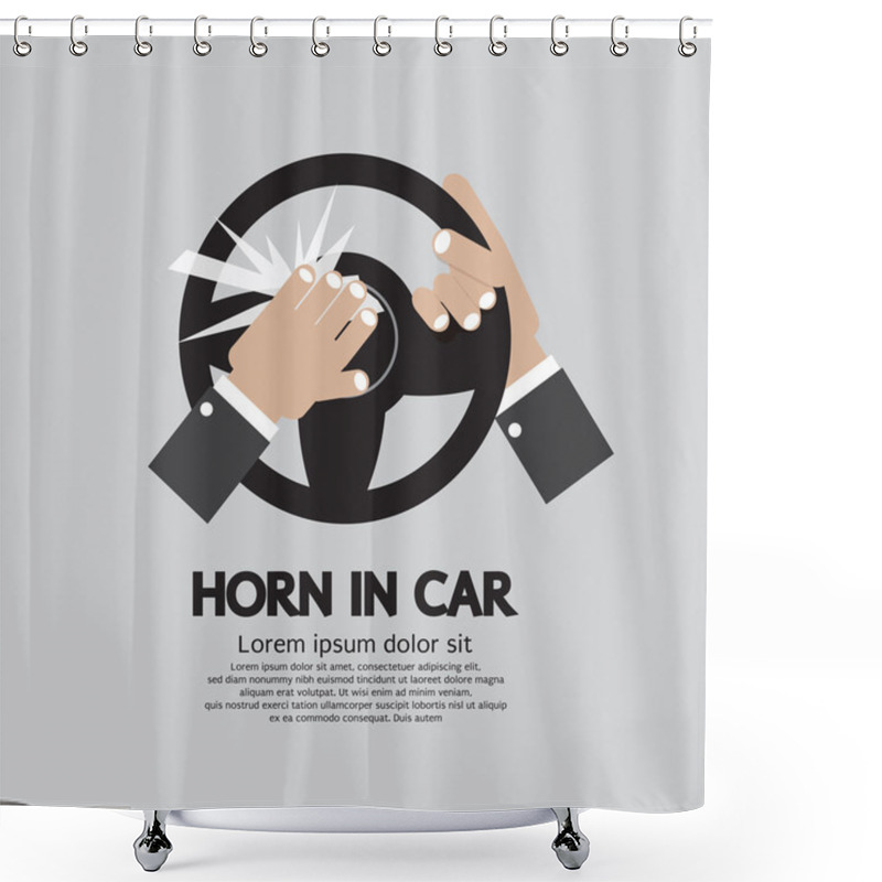 Personality  Man Honking The Horn In A Car Vector Illustration Shower Curtains