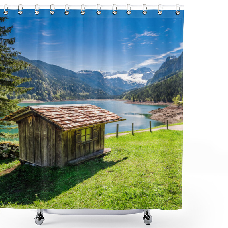 Personality  Breathtaking Dawn At Mountain Lake In Gosau, Alps, Austria Shower Curtains