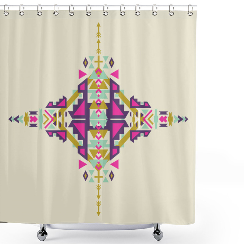 Personality  Tribal Element In Aztec Stile, Tribal Design Isolated On Pastel Background. American Indian Motifs. Vector Colorful Elements On Native Ethnic Style. Shower Curtains