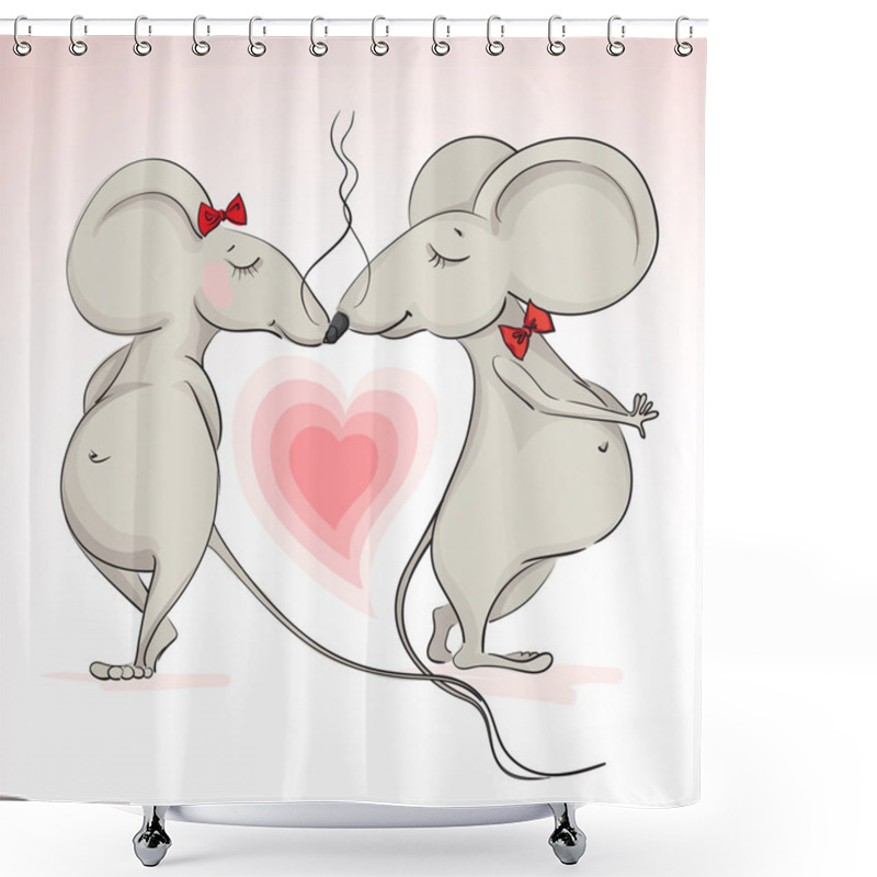 Personality  Love The Mouse On The Background Of Hearts Shower Curtains