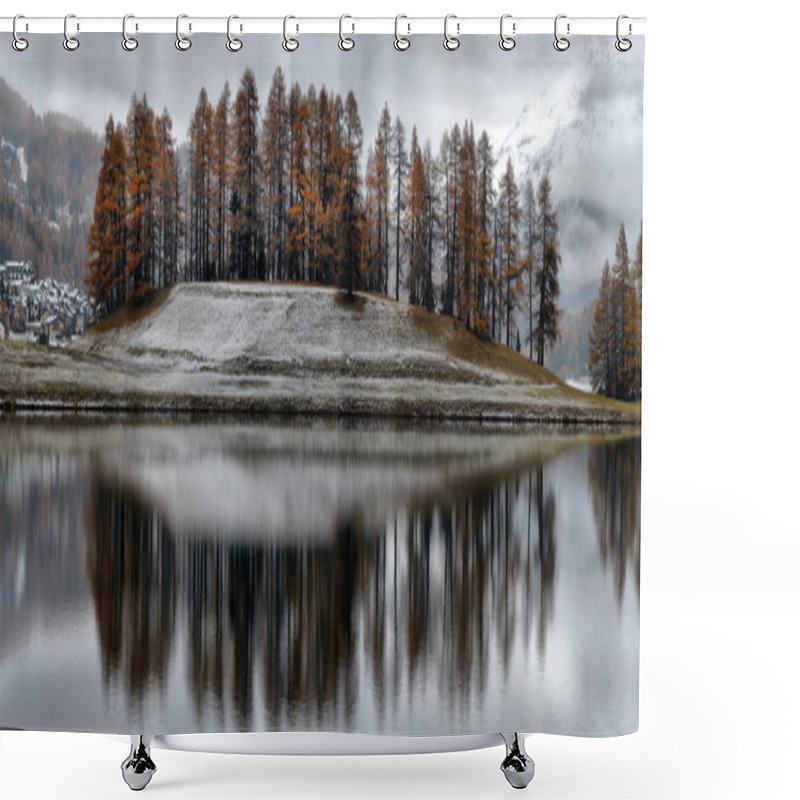 Personality  Lake St. Moritz With The First Snow In The Autumn Shower Curtains