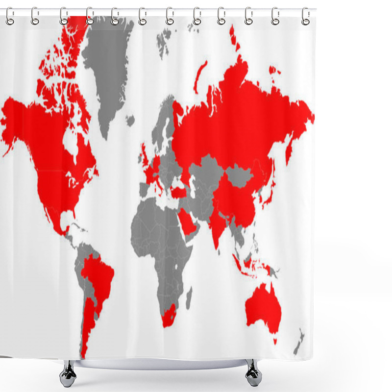 Personality  G20 Country In World, World Map, Geographic Map, Country Border Line, G20 Country Highlight, Twenty Country Group, Asia, Africa, Europe, North America, South America, Australia Oceania Shower Curtains