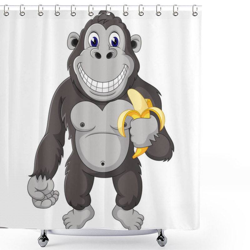 Personality  Funny Gorilla Cartoon Of Illustration Shower Curtains