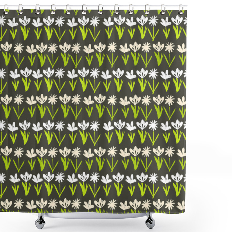 Personality  Grunge Pattern With Small Hand Drawn Flowers. Shower Curtains