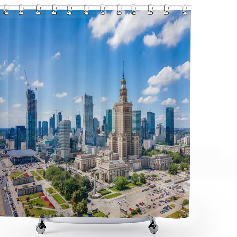 Personality  Warsaw, Poland. Aerial View Of The City  Shower Curtains