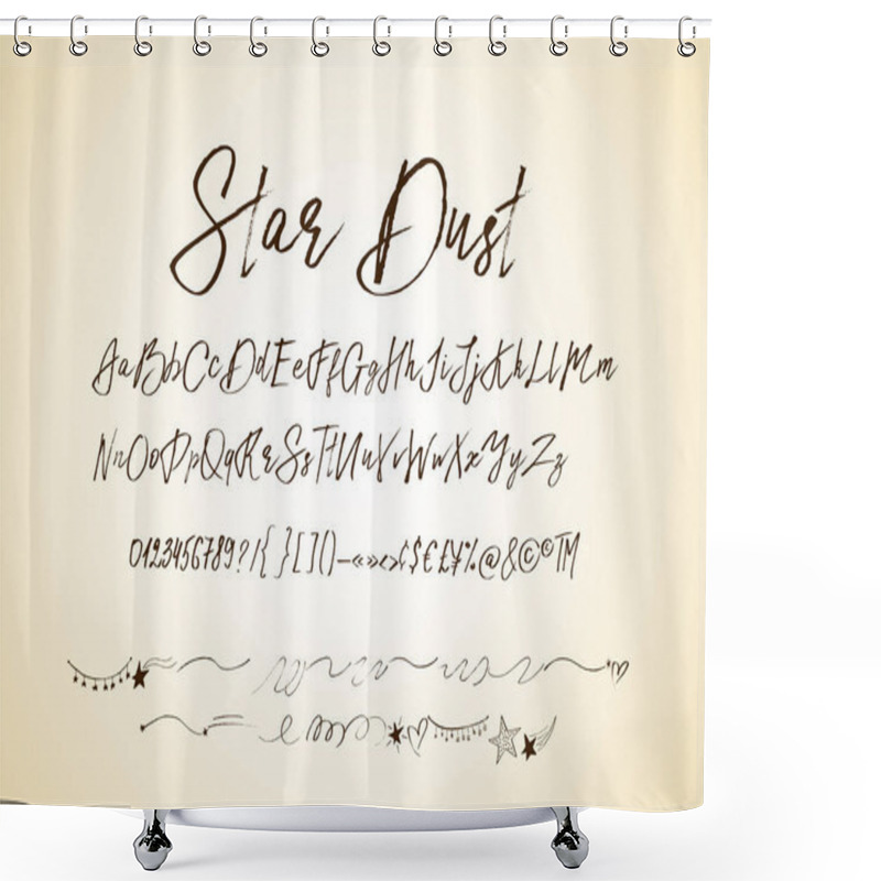 Personality  Star Dust. Handdrawn Vector Font. Shower Curtains