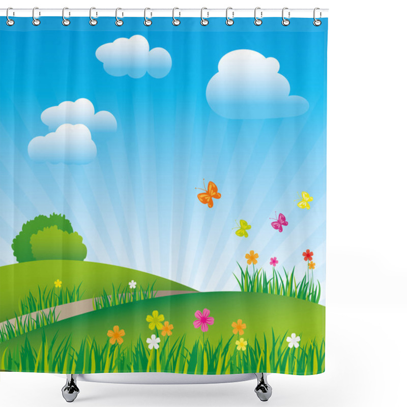 Personality  Beautiful Spring Landscape Shower Curtains