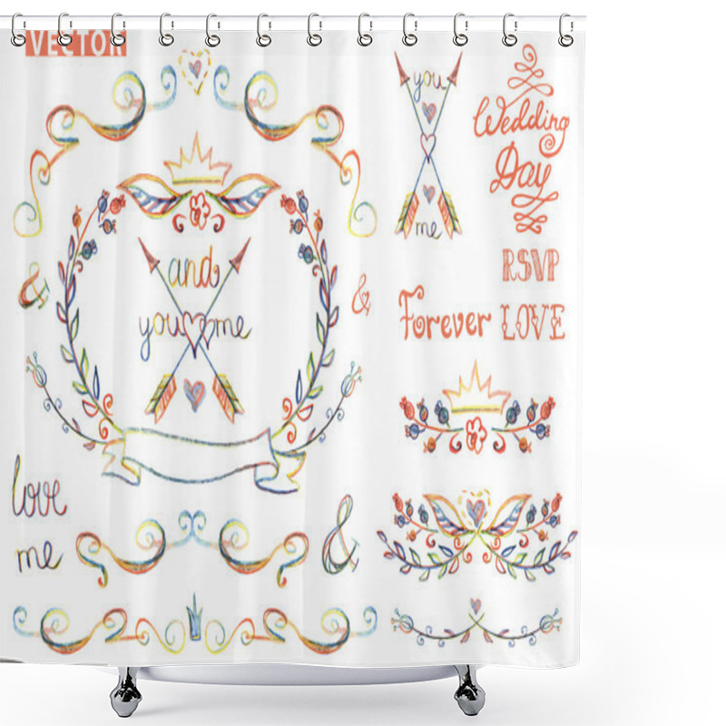 Personality  Cute Wedding Template Shower Curtains