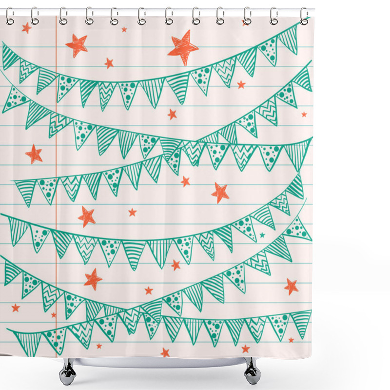 Personality  Bunting Flags On A Lined Notebook Paper. Shower Curtains