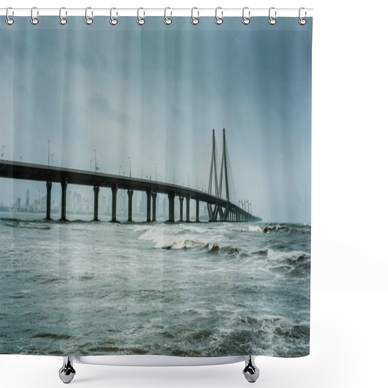 Personality  A Huge Bridge On The Coast Of The Arabian Sea In The City Of Mumbai Shower Curtains