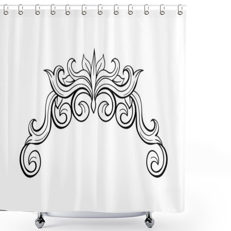 Personality  Black Decorative Element In Italian Flourish Baroque Style Shower Curtains