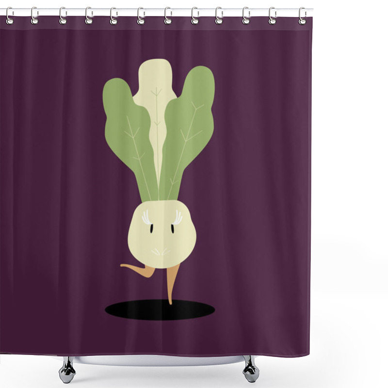 Personality  White Radish Cartoon Character Vector Shower Curtains