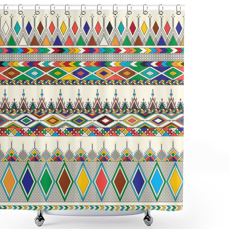 Personality  Decorative Geometric Repeating Pattern Inspired By Al-Qatt Al-Asiri Traditional Paintings Shower Curtains