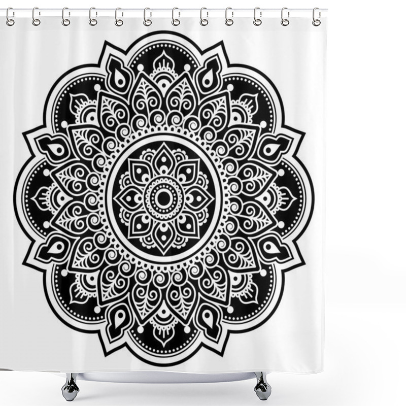 Personality  Mandala Design, Mehndi, Indian Henna Tattoo Round Pattern Or Background Shower Curtains