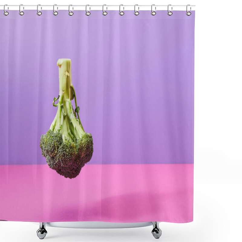 Personality  Upside Down Raw Broccoli On Purple And Pink With Copy Space Shower Curtains