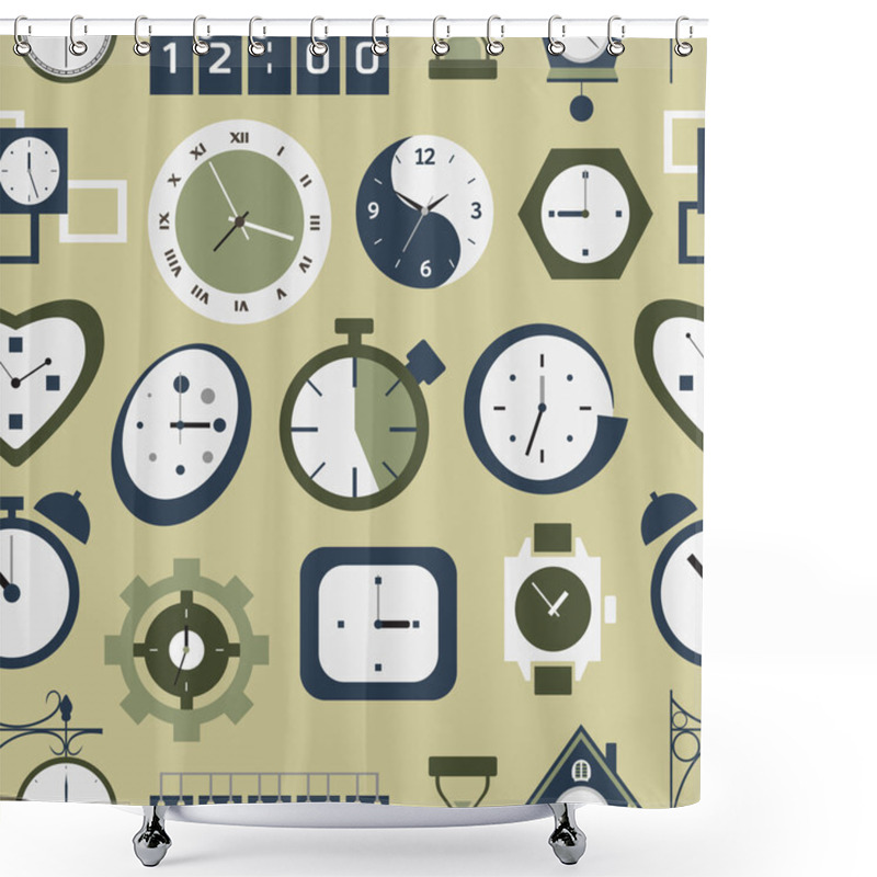 Personality  Clocks Icons Pattern Shower Curtains