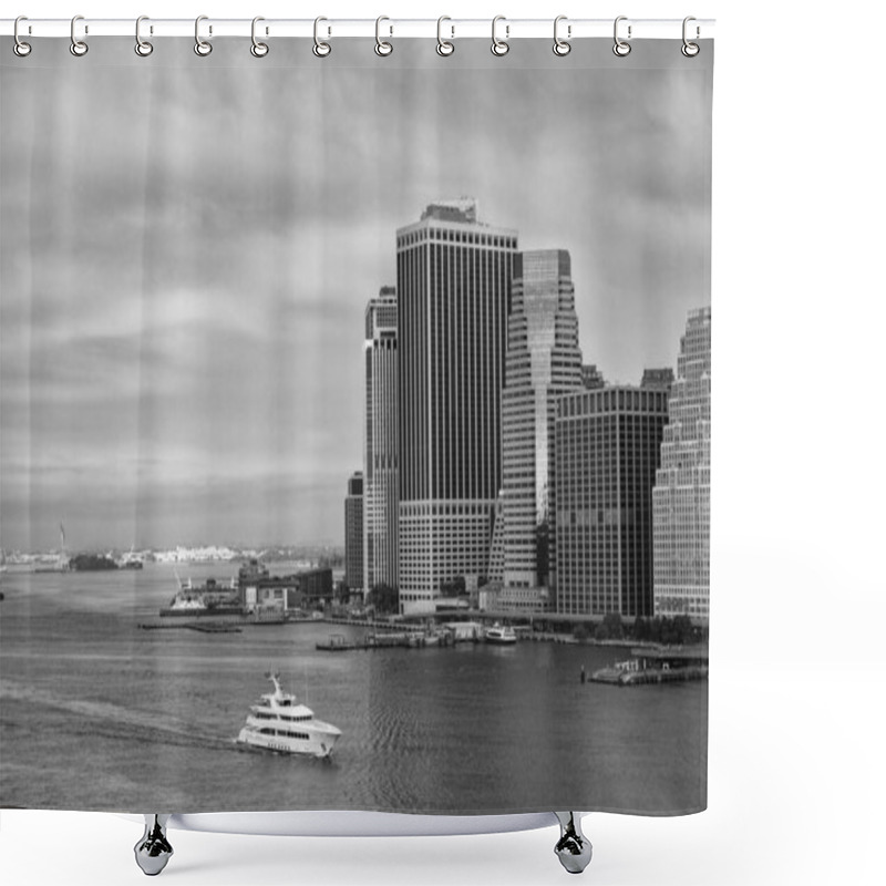 Personality  Cityscape In Metropolis City. City Downtown Skyline. Horizon With Architecture. Cityscape Skyline Building Architecture. City Architectural Cityscape Harbor. New York City Harbor. Way To Manhattan. Shower Curtains