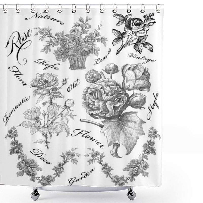 Personality  Old Roses Illustration Shower Curtains