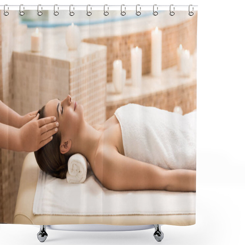 Personality  Woman Having Head Massage Shower Curtains