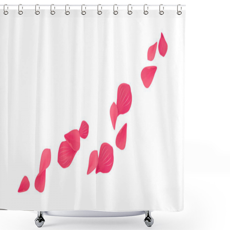 Personality  Red Sakura Flying Petals Isolated On White Background. Petals Roses Flowers. Vector EPS 10, Cmyk Shower Curtains