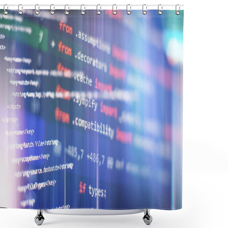 Personality  IT Business. Python Code Computer Screen. Mobile Application Design Concept. Shower Curtains