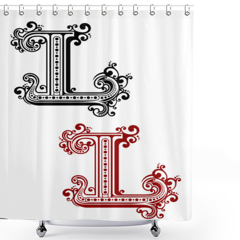 Personality  Gothic Letter L With Ornamental Curlicues  Shower Curtains