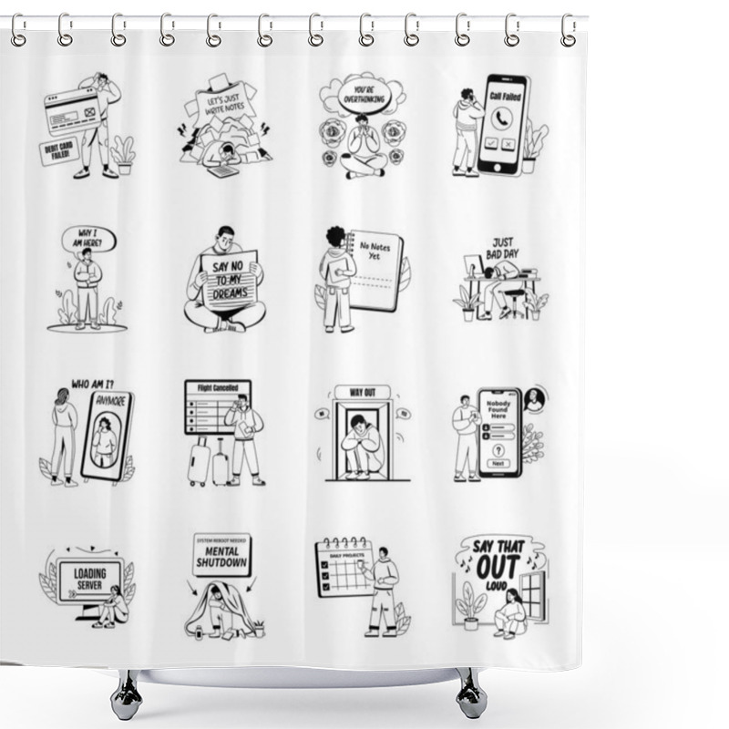 Personality  Empty Feeling Characters Glyph Illustration Pack  Shower Curtains