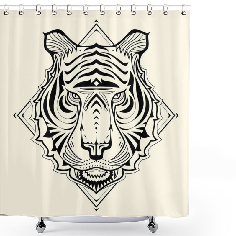 Personality  Tiger Zentangle Shower Curtains