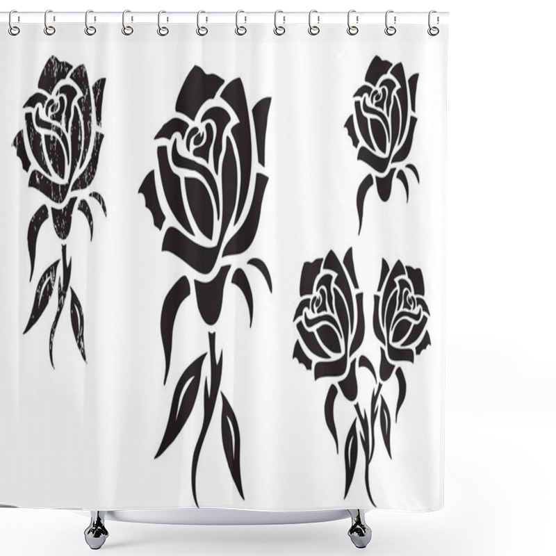 Personality  Black Rose Shower Curtains