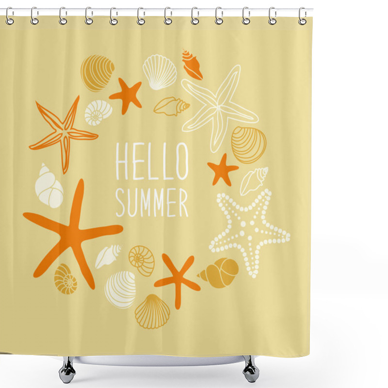 Personality   Frame With Shells And Starfishes Shower Curtains