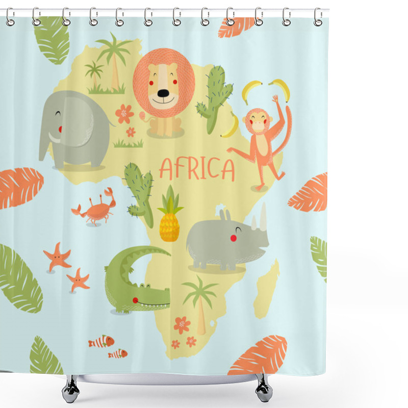 Personality  Map Of Africa With Animals  Shower Curtains