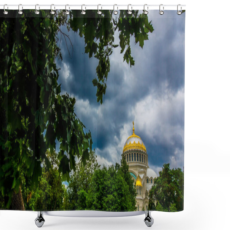 Personality  St. Petersburg Kronshtadt Russia June 19 2018. Naval St. Nicholas Cathedral In Kronstadt. Shower Curtains