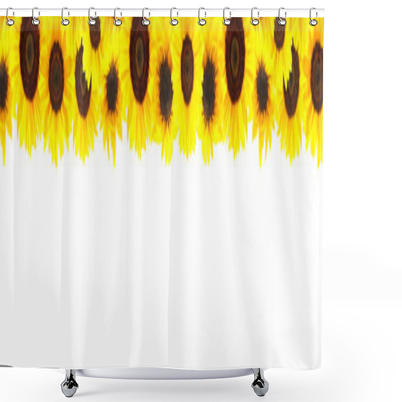 Personality  Border Of Sunflowers Isolated On White Background Shower Curtains