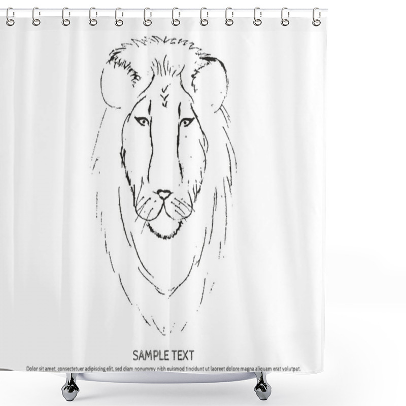 Personality  SKETCH Lion Head  Shower Curtains