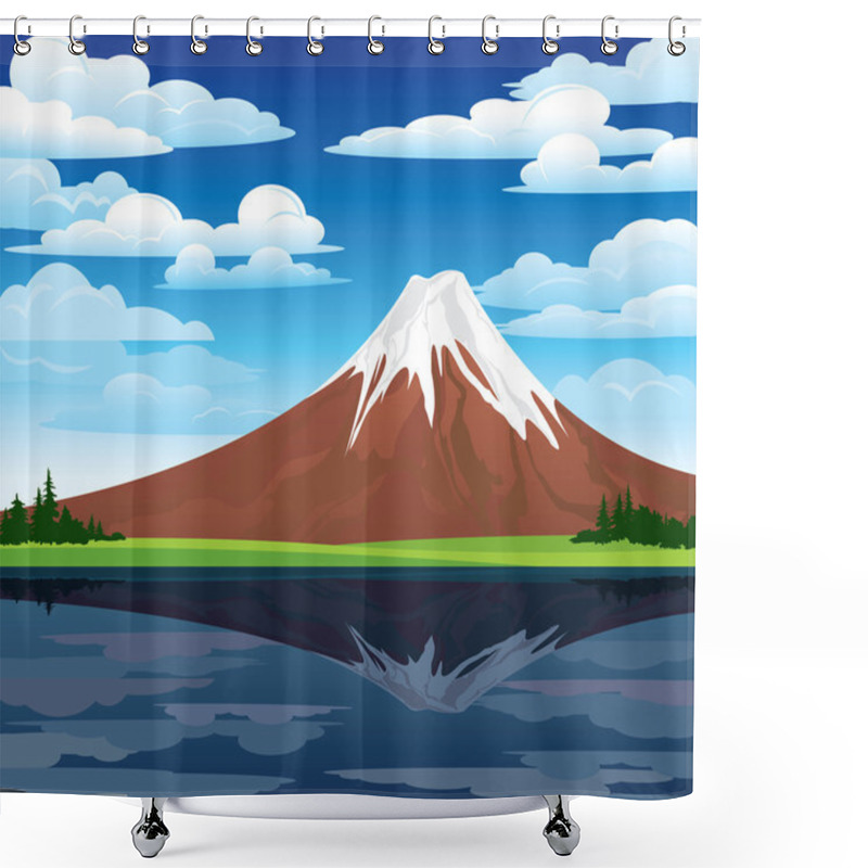 Personality  Pink Trees And Volcano Shower Curtains