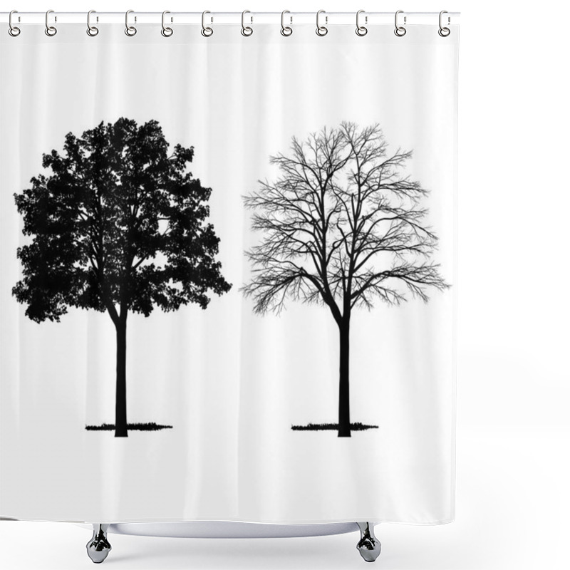 Personality  Vector Drawing Of The Tree - Detailed Vector Shower Curtains